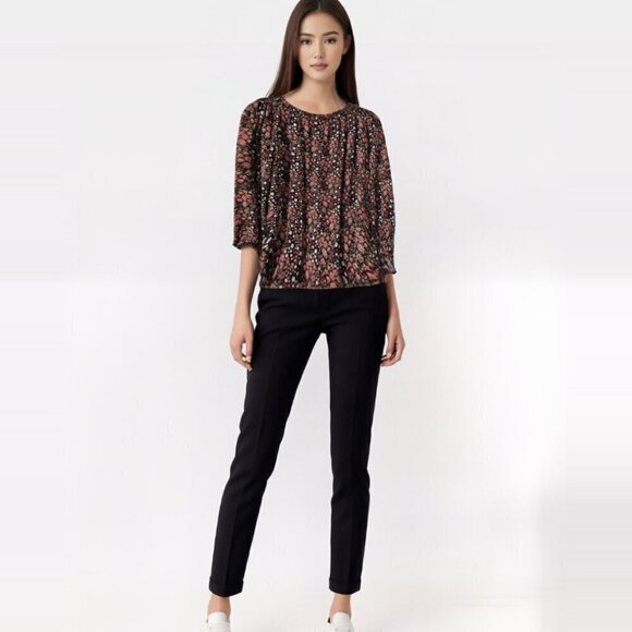 Forever 21 Ditzy Floral Boho 3/4 Sleeve Peasant Top-Med - Picture 3 of 10